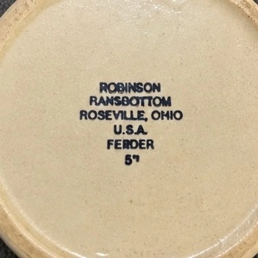 VTG Robinson Ransbottom Roseville Ohio Kitty Stoneware Pet Bowl Cream 5 INCH